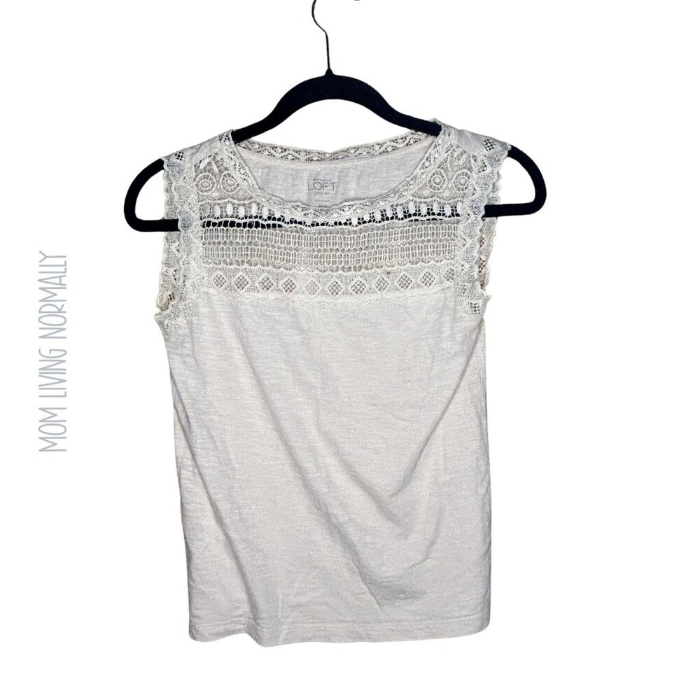 Ann Taylor Loft Beige Petites Sleeveless Shirt